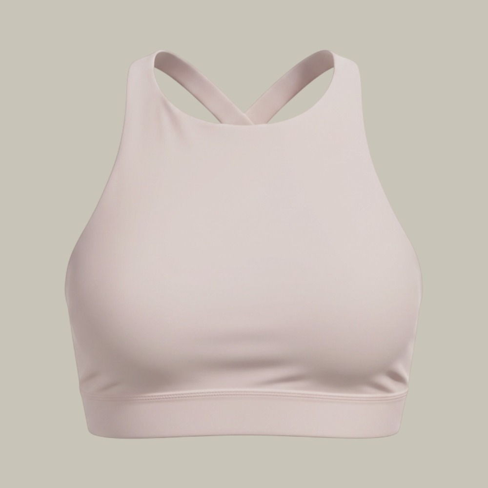 Lululemon Free to Be Serene High Neck Bra Pink Pastel Size 4 Yoga Strappy Back